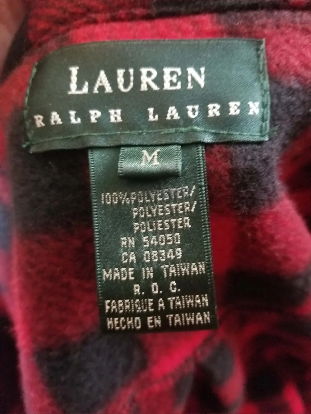 Lauren Ralph Lauren Red and Black Plaid Zip Up Sweater